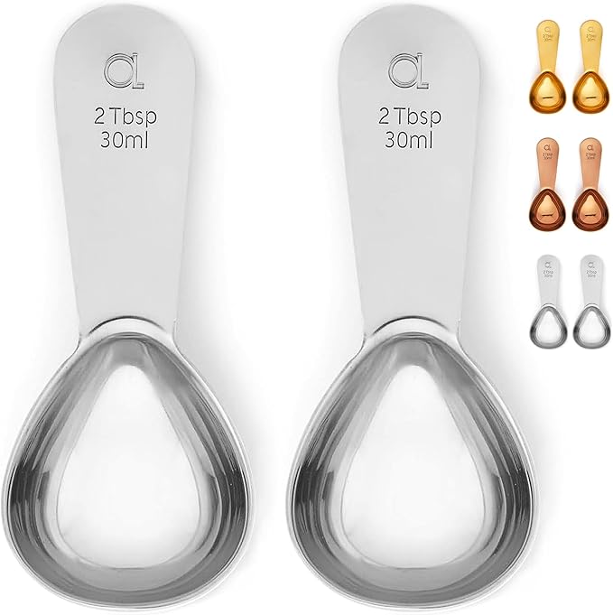 Apace Living Coffee Scoop (Set of 2) - 2 Tablespoon (2 Tbsp / 1/8 Cup / 1 oz) - The Best Stainless Steel Measuring Spoons for Coffee, Tea, and More