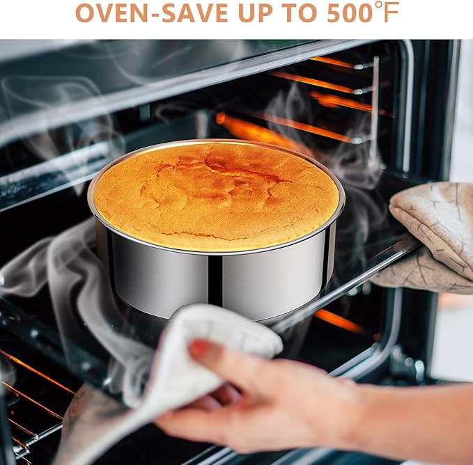 7 Inch Round Cake Pans, Removable Bottom & Easy Releasing, Leakproof & Nonstick Cake Pan, 304 Stainless Steel Cake Baking Cheesecake Pan, Non-Toxic & Healthy