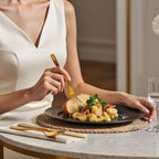 HIKAA Forged Silverware Set Stainless Steel Flatware Set,Service for 4,Matte Satin Polished Cutlery Set,Dishwasher Safe (Gold, 20PCS)