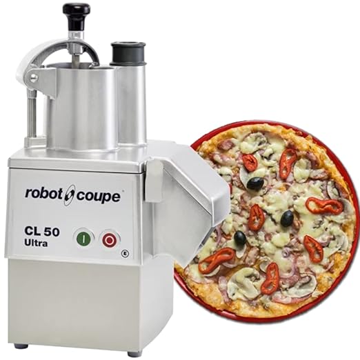 Robot Coupe CL50EUPIZZA Pizza Pack Single-Speed Cutter Mixer Continuous Feed Commercial Food Processor with Side Discharge, 120v