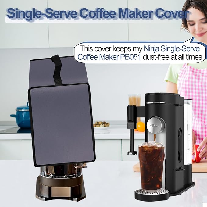 Coffee Maker Dust Cover for Ninja Pod & Grounds Specialty Single-Serve Coffee Maker PB051/PB051GB/PB051SG/PB051ST, Heavy Duty Waterproof Coffee Machine Protective Cover Case (Fog Purple)