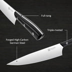 PAUDIN Chef Knife, 8 Inch Kitchen Knife, Ultra Sharp Knife - High Carbon Stainless Steel, Professional Chefs Knife, Ergonomic Handle with Three Rivets, Kitchen Gadgets with Premium Gift Box