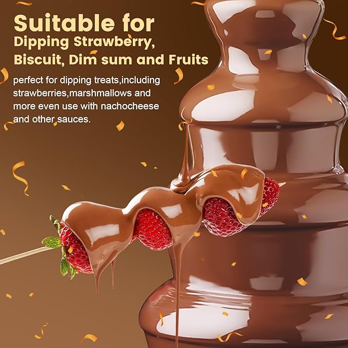 Chocolate Fountain Machine 4 Tiers Electric Chocolate Fondue Fountain Machine Cheese Fountain Perfect for Nacho Cheese, Chocolate Sauce, Wedding, Party