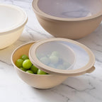 COOK WITH COLOR Mixing Bowls with TPR Lids - 12 Piece Plastic Nesting Bowls Set includes 6 Prep Bowls and 6 Lids, Microwave Safe (Brown)
