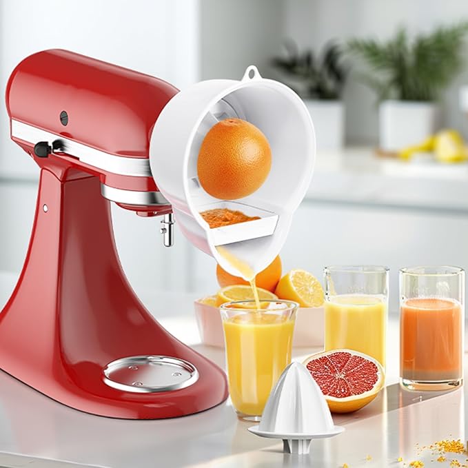 GVODE Juicer Attachment for Kitchenaid Stand Mixer, Citrus Juicer 2 Size Reamer, Lemon Squeezer for Kitchenaid Mixer Attachments, Dishwasher Safe
