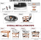 Chafing Dishes for Buffet 4Pack, 5QT Round Stainless Steel Chafing Dish Buffet Set with Safe Roll-Edge, Chafers and Buffet Warmers Sets for Catering, Weddings, Parties, Holiday Celebration (Rose Gold)