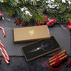 MITSUMOTO SAKARI Japanese Kitchen Scissors, All Purpose, Black Titanium Plated Heavy Duty, Multipurpose Cooking and Herb Scissors with Micro Serrated Edge