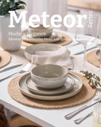 Famiware Meteor Plates and Bowls Sets for 4, 12 Pieces Dinnerware Sets, Microwave and Dishwasher Safe Dishes Set, Matcha Green