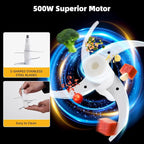 Food Processor,Electric Food Chopper with 500W Stainless Steel Motor & 2 Sharp Blade Sets,12-Cup Glass Bowl for Meat, Vegetables, Fruits and Nuts