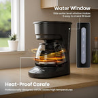 Kismile Compact Drip Coffee Maker, Anti-Drip System, Timer, Removable Funnel & Auto Shut-Off, Anti-Dry Protection, Perfect Small Coffee Machine for Home & Office (Black)