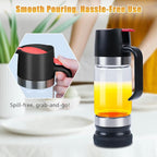 Honey Dispenser No Drip with Stand, 12 OZ Glass Honey Jar, Syrup Dispenser, Easy One Hand Use Honey Pot for Coffee or Tea, Mess Free Honey Dispenser for Syrup, Honey Container (2PCS Black)