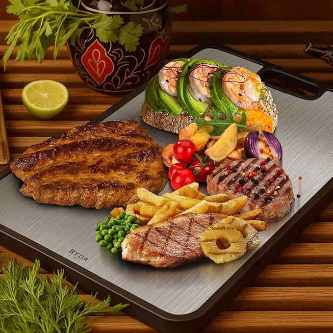 Titanium Cutting Board for Kitchen,Double Sided FoodGrade,Pure Titanium&Wheat Straw PP,Non-Toxic,Non-Slip,Dishwasher Safe,Ideal for Meat,Vegetables,Fruit