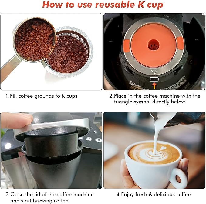 Reusable K Cups and Coffee Pods,Universal Stainless Steel K Cups for Keurig 2.0 and 1.0 Coffee Makers Machine Non-BPA(2 pack)
