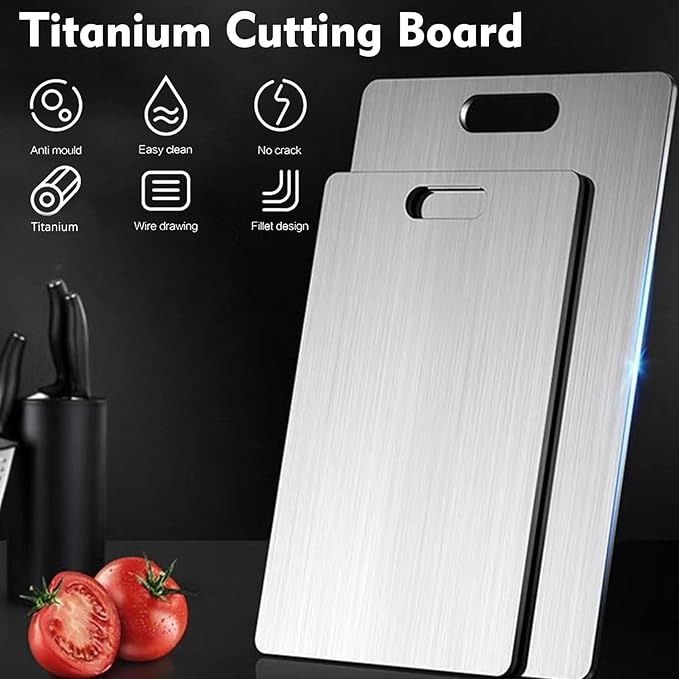 Titanium Cutting Board - 2 pack Titanium Cutting Boards for Kitchen,Double Sided Titanium Cutting Mat（7.67 * 11.81in）