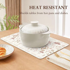 QIYI Placemats Set of 6, 12x18 Inch PU Leather Place Mats for Kitchen Dinning, Heat Resistant Anti Slip Floral Table Mats, Waterproof Wipeable Washable Placemat Party Beige Table Décor, Pink Flowers