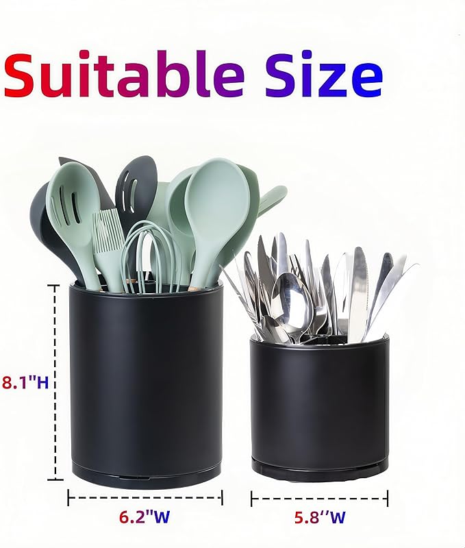 Utensil Holder,Extra Large Utensil Holder for Kitchen Counter, Silverware Organizer, Stainless Steel Storage Cooking Caddy Flatware Spoon Spatula Tool Cutlery Container(2 Set)