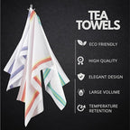 Premium Kitchen Towel (28”x20”, 6 Pack) 100% Cotton Dish Towels Cloths Large Hand Towels Tea Towels for Kitchen with Hanging Loop, Reusable Cleaning Cloths, Fast Dry Lint Free Linen | Assorted Colors