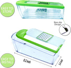 LHS Mandoline Slicer, 4 Sharp Stainless Steel Blades with Food Storage Container — Kitchen Tools for Cheese, Chocolate, Vegetables& Fruits - Dishwasher Safe