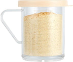 Restaurantware RW Base 10 Ounce Clear Plastic Dredge Spice Shaker 1 Reusable Dry Rub Shaker - Includes Beige Perforated Lid With Handle Clear Polycarbonate Spice Shaker For Fine Seasonings