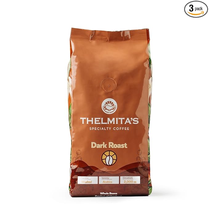 2.25 lbs — Dark Roast — 3 bags — Dark Roast, Honduran Coffee, Whole Bean — Single Origin, Single Estate, Specialty Beans — Intense Flavor with Rich Creamy, Nutty, Smooth Chocolate Notes and Low-Acid — Freshly Roasted, Yearly Harvested