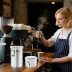 Airtight Coffee Canister, Coffee Storage Containers, Stainless Steel Kitchen Food Storage Jar for Grounds Coffee, Beans, Tea, Sugar, Flour, Cereal (Silver-1.8L*1+1.2L*2)