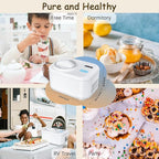 KUMIO Ice Cream Maker with Compressor, No Pre-Freezing, 4 Modes Ice Cream Maker Machine with LCD Display, Timer (1.25 Quart)