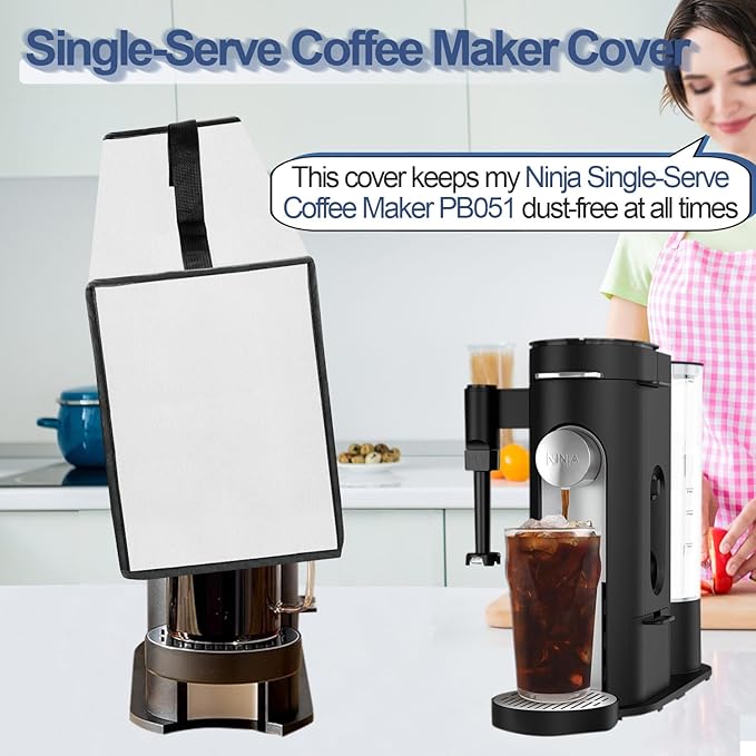 Coffee Maker Dust Cover for Ninja Pod & Grounds Specialty Single-Serve Coffee Maker PB051/PB051GB/PB051SG/PB051ST, Heavy Duty Waterproof Coffee Machine Protective Cover Case (Silver)