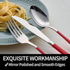 20-Pieces Red Silverware Sets for 4,Red Handle Stainless Steel Cutlery Set, Include Forks Spoons and Knives Set, Dishwasher Safe Utensil Sets for Home Restaurant