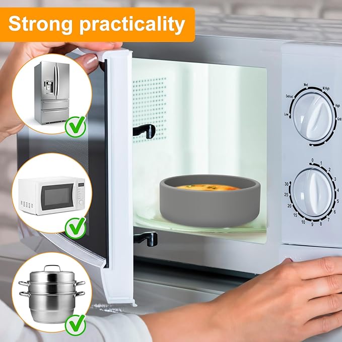 3Pcs Air Fryer Egg Mold 4"×1.3" Silicone Egg Poacher Cups Nonstick Egg Boiler Mold Cup Microwave Eggs Cooker Dishwasher Safe (Grey, 3-Pack)