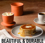 Zulay Kitchen Porcelain Butter Crock With Lid & Knife - Authentic French Butter Dish For Fresh & Spreadable Butter - Orange