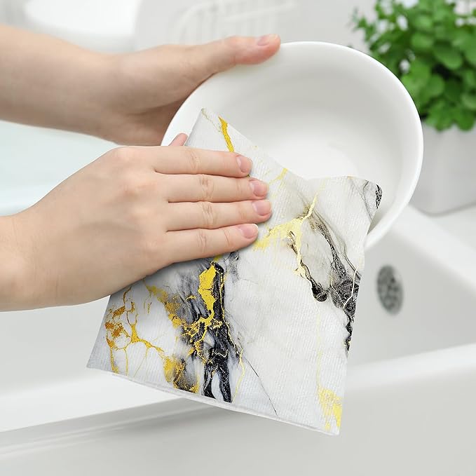 Black Gold Kitchen Towel Set of 2, Soft Absorbent Decorative Hand Towels Tea Towels,Cute Dish Towels for Kitchen Drying Bathroom Bar Decor,Housewarming Gifts for Women