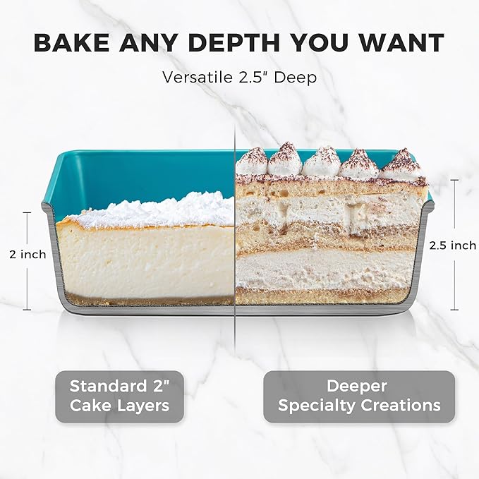 HONGBAKE Deep Baking Pans Set Nonstick, 3 Pack Large Rectangular Sheet Cake Pans,13/11/9Inch Oven Metal Baking Sheet Set, Stackable Non Toxic Bakeware for Baking Lasagana, Blue