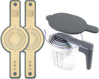 12-Piece Measuring Cups and Spoons Set with Stackable Measuring Cup, Lid, and 2 Grey Silicone Bread Slings, Unique Kitchen Gadgets for Baking and Cooking, BPA-Free, Dishwasher Safe