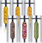 6 Pack Kitchen Canisters Set Airtight Coffee Sugar Tea Candy Storage Jars with Window Glass Stainless Steel Containers with Lids for Flour Cookies Spices Grains Kitchen Decorations(44 oz)