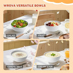alternative plastic bowl set with lids,unbreakable wheat straw bowls 40oz suitable for indoors and outdoors,overnight foods container with cover. White