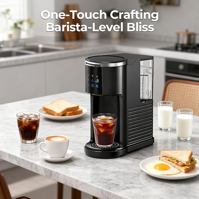Single Serve Coffee Maker for 2 in 1 K Cup Pods & Ground Coffee,6 to 14 Oz Brew Sizes,40oz Removable Water Tank,Compact Portable Coffee Machine for Home,Black