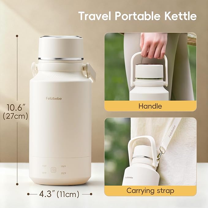1000mL Portable Electric Kettle, 304 Stainless Steel Water Boiler with 4 Temp Settings, Keep Warm & Boil-Dry Protection, Electric Tea Kettle for Travel, Hotel, Camping (120V Outlets)