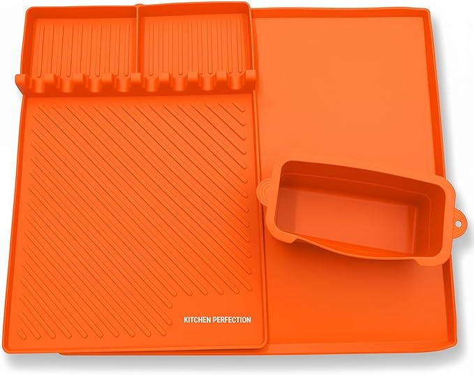 KITCHEN PERFECTION Ultimate Kit for Blackstone Griddle 36 Inch - Silicone Griddle Cover Mat + Griddle Accessories Mat + 2 PCS Silicone Grease Cup Liners Hermetic Protection from Rust & Debris All Year