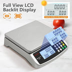 Food Scale 88lb/40kg Large Digital Kitchen Scale 0.05oz/1g with Price Computing Commercial Scale 304 Stainless Steel gram Scale for Baking Cooking Meat Restaurant ，USB or AA Battery(Included)