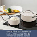 Stock Pot 4.5qt Dutch Oven with Lid (9.5") Nonstick Ceramic Coated Non-Toxic PFAS-Free Even Heat Distribution for Braising, Baking Bread & Soups, Compatible for All Cooktops(Induction/Gas/Electric) Oven Safe to 500°F (Caribbean Blue)