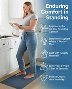 Ophanie Kitchen Mats for Floor, 3/4 Inch Thick Kitchen Rugs, Anti Fatigue Standing Cushioned Mat, Waterproof,Comfort Ergonomic Mat for Office, Home, Sink, 24'' x 70'' Blue Non-Slip Bottom