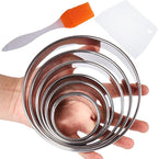 6 Packs Large Biscuit Cookie Cutter Set,Stainless Steel Round Cookie Cutter Molds,2/3/3.5/4/5/6 Inch, Large 6" 5" Cookie Baking Tool Set with Accessories for Pastry,Donut,Fondant,Cake,Cookie,Dumpling