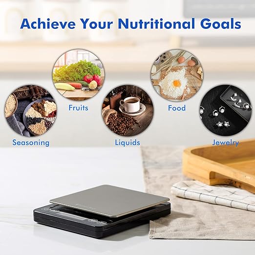 KitchenTour Digital Kitchen Scale - 500g/0.01g High Accuracy Precision Multifunction Food Meat Scale Small Scale Jewelry Lab Carat Powder Scale with Back-Lit LCD Display(Batteries Included)
