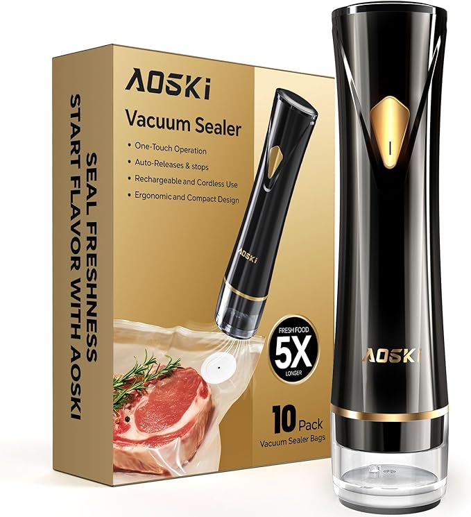Vacuum Sealer Machine for Food Storage: Compact Food Sealer Saver 5X Fresh Longer, Handheld Detachable Water Tank, 10 PCS Vacuum Seal Bags for Kitchen Fridge Travel Seal Meal Mothers Day Gift For Wife