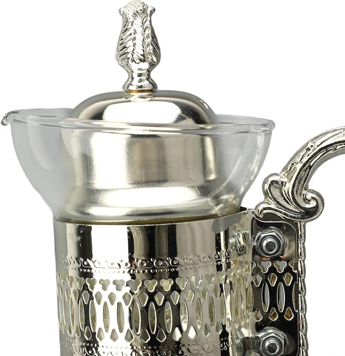 Vintage Turkish Coffee Pot Set, Decorative Glass Teapot Set, Heatable Glass Tea Kettle with Lid and Cup, Turkish Tea Set for Home Tea Party, Milk, Coffee, Hot Cold Tea