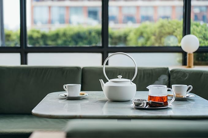 BALMUDA MoonKettle | Electric Kettle with Temp Control (122°F - 212°F) | HOLD & Keep Warm | 900ml (30 fl oz) | Soothing Ambient Light & Sound | Precision Pour Spout | White