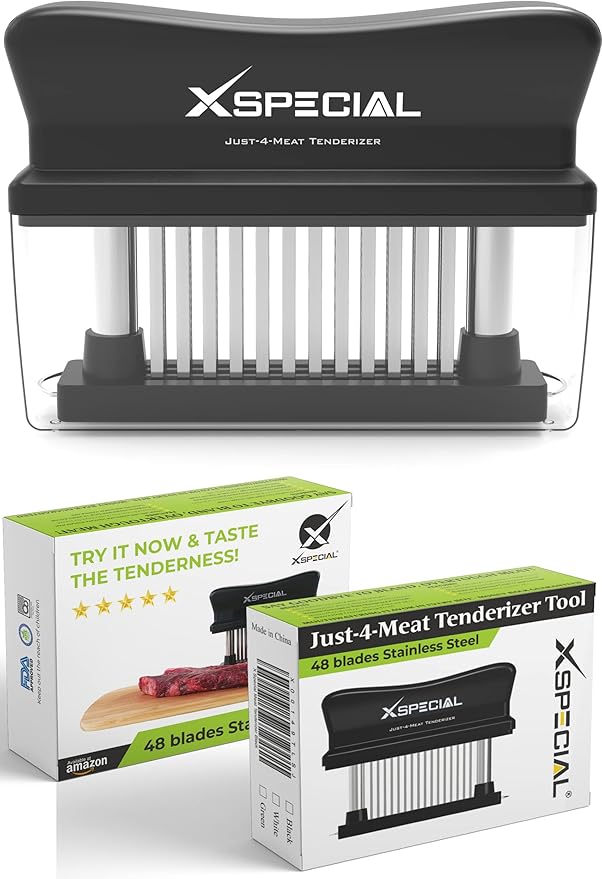 Meat Tenderizer Tool 48 Blades Stainless Steel - Kitchen Cooking Gadgets Tools with Ultra Sharp Needle That Makes Steak & Chicken Tender - No More Hammer, Meat Pounder Or Mallet
