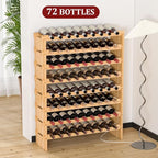 Domax Wine Rack Freestanding Floor - Bamboo Wooden Stackable 8 Tiers 72 Wine Bottle Holder Storage Racks for Kitchen, Bar, Pantry and Cellar (Yellow)