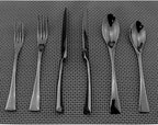 Flatware Set 18/10 Stainless Steel Mirror Polished Black Cutlery - Silverware Utensil Set of Serrated Steak Knife Dinner Fork Knife Spoon Salad Fork Dessert Spoon,24 Piece Service for 4