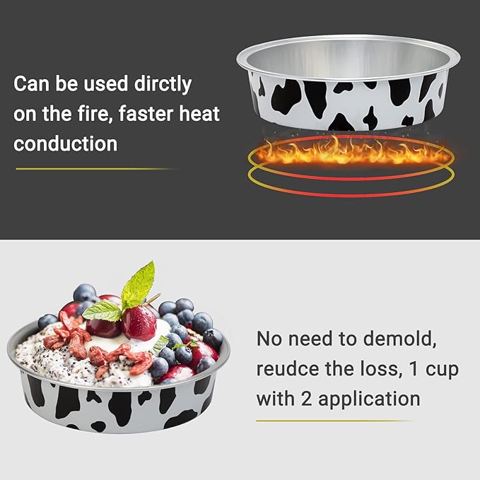 Beasea 4 Inch Mini Pie Tins with Lids, 100 Pack 8 Oz Disposable Tart Pie Pans Black White Aluminum Foil Tart Tins Round Muffin Container Mini Cheesecake Pan for Pie Tart Quiche